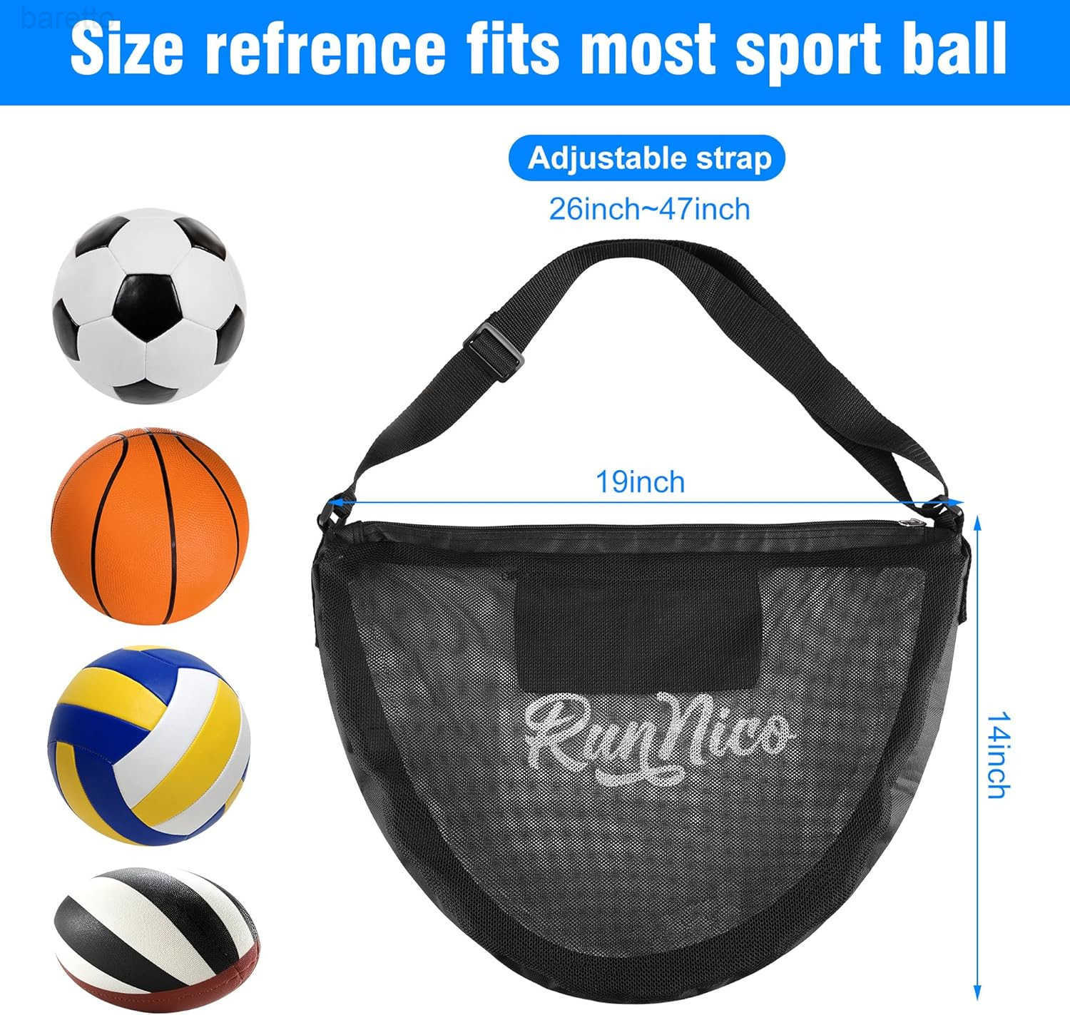 Mesh Single Ball Carry BagFoldable Basketball Bags with Adjustable Shoulder StrapLarge Capacity Sports Ball Bag for Carrying BasketballVolleyballFoot 