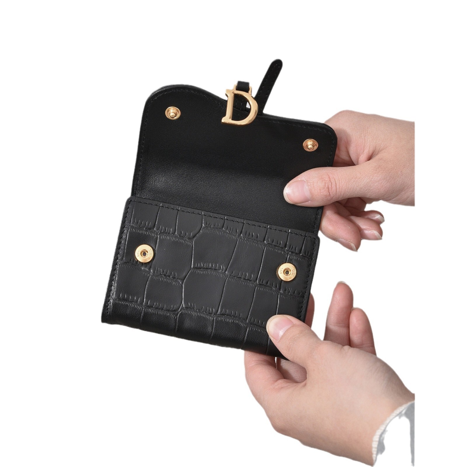 Luxury Brand Designer Bag Genuine Leather Short Wallet 2024 New Crocodile Pattern Embossed Buckle Coin Purse Korean Style Snake Pattern Multi-Card Slo