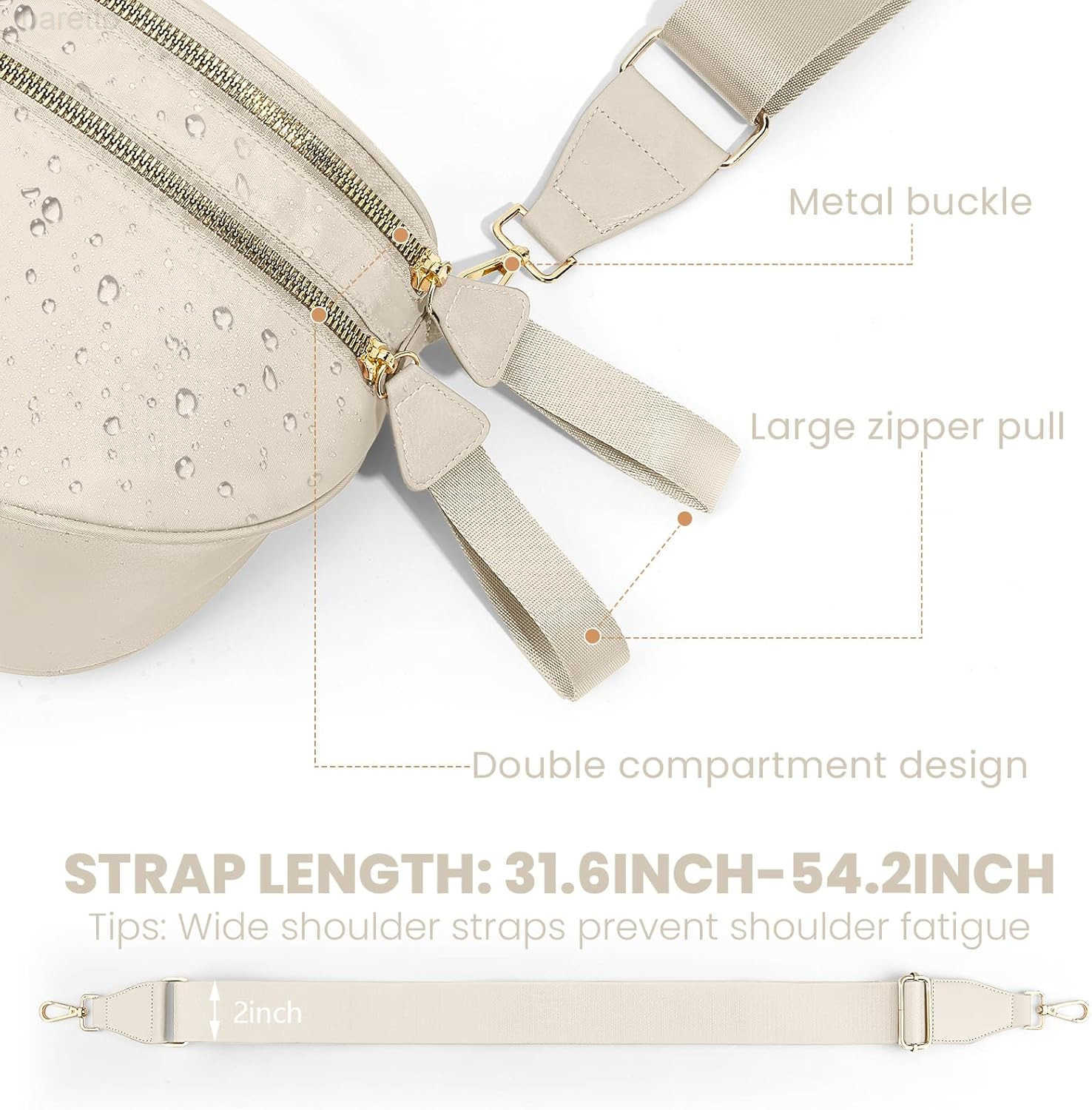 Colour Bum Bags for Women Crossbody Spacious Nylon Crossbody Bag Fanny Packs Slouchy Oversized Purse Belt Bag BEIGE Z250909