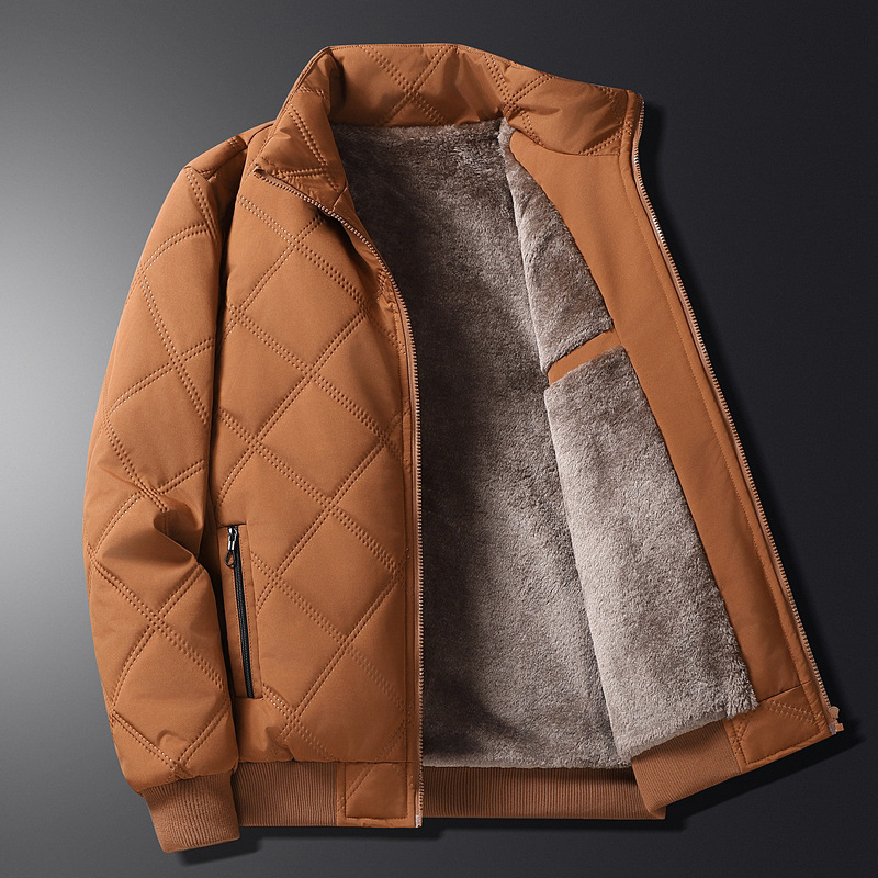 hot Designer free shipping Classic and comfortable cotton jacket new mens autumn and winter standing collar with plush insulation warm cotton jacket