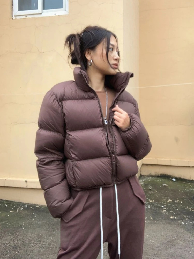Winter Clothe Warm Cropped Jacket Y2K n Windproof Coat Thick Parkas Long Sleeve Top Puffer Black Brown 250909
