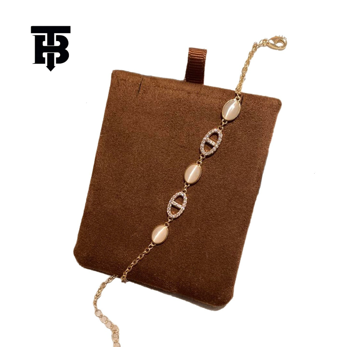 TB BHULAMTE Free Shipping Brand New Designer Accessory Inlaid With Diamond Oval Bracelet, Light Luxury High-end Elegant Bracelet Korean Design Sweet B