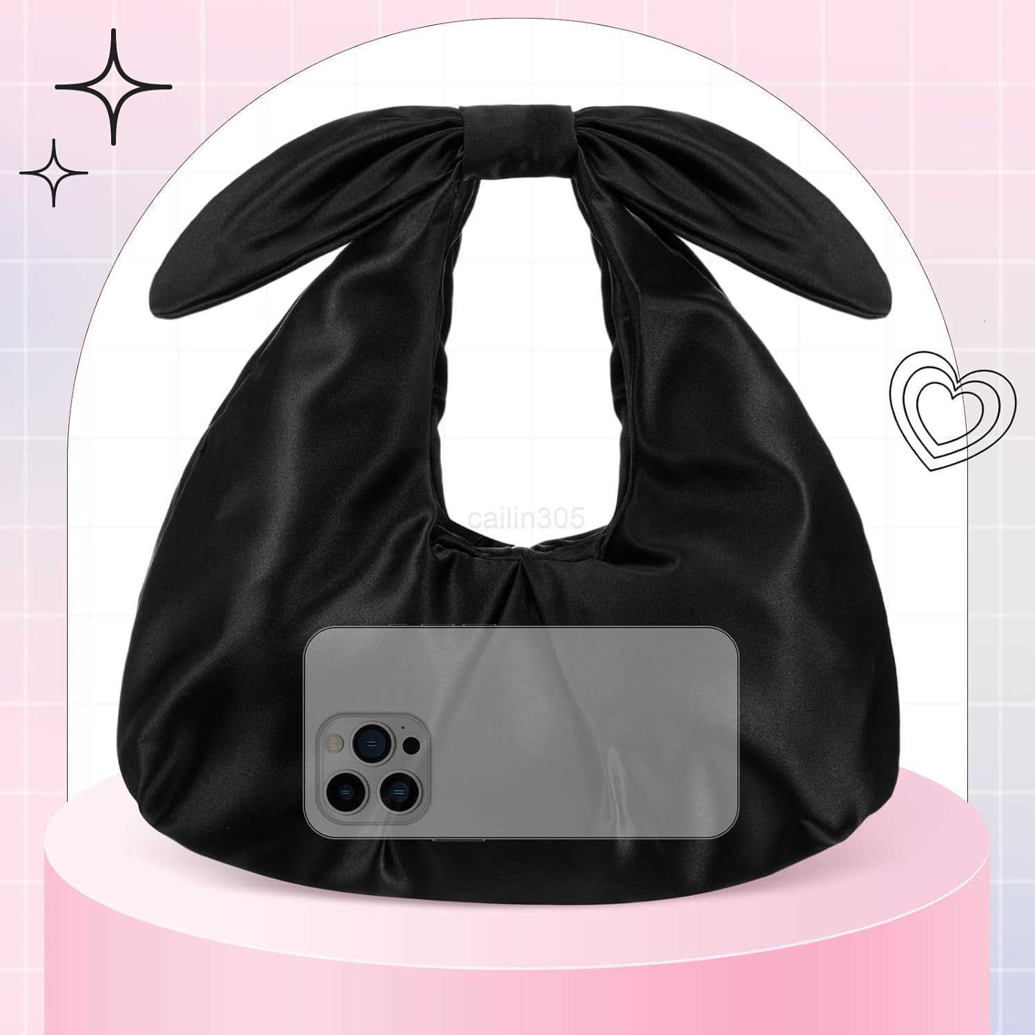 Purse for Women Bow Evening Bag Ruched Satin Handbag Top Handle Purse for Wedding Bachelor Bridesmaid Gifts Z25909