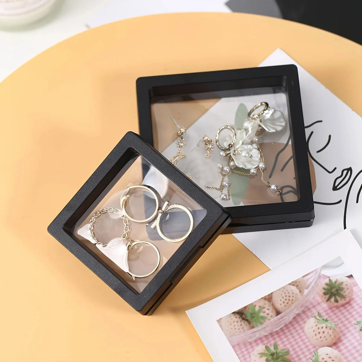 10pcsTransparent floating display box plastic film jewelry packaging box jewelry necklace ring and collectible storage box 250908