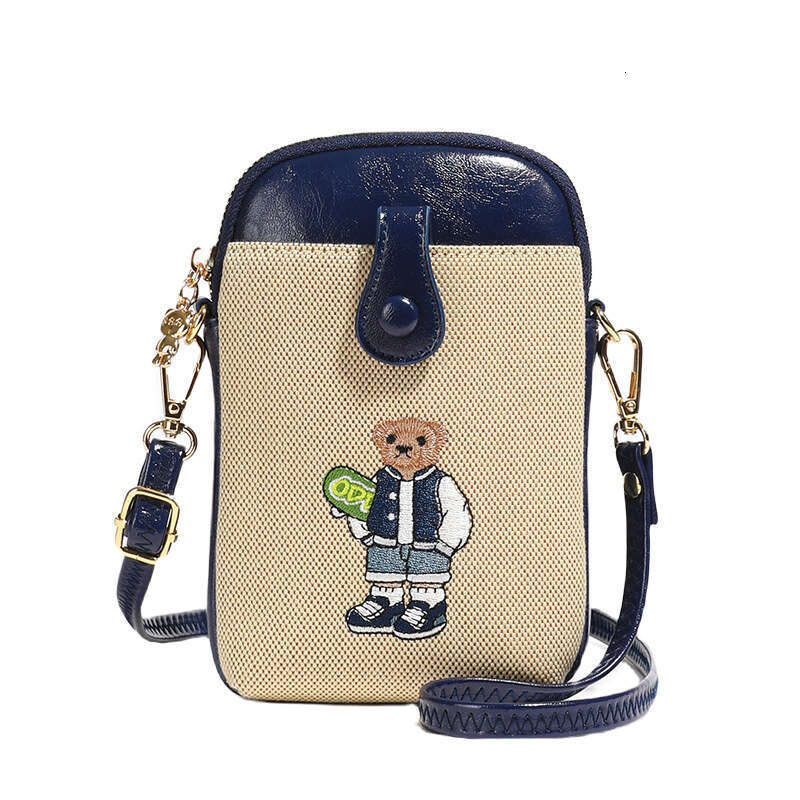 Butt Squatting Beibao Bear Canvas With PU Mini Shopping Casual Versatile Phone Bag For Women 2024 New Trend