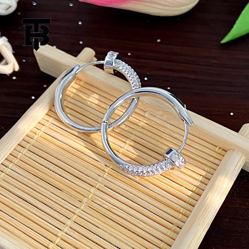 TB BHULAMTE Women's High-end Accessories Gold-plated Zircon Inlaid Circular Earrings Fashionable Retro Luxury Elegant Earrings Designer Jewelry