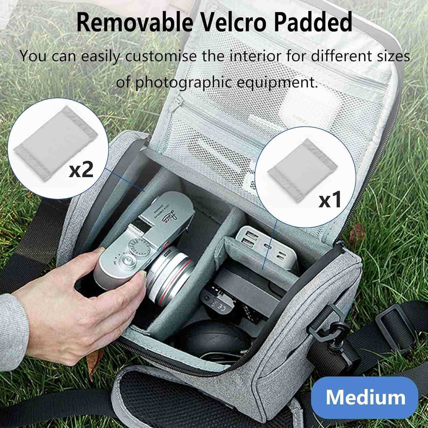 Camera Bag Single Shoulder Compact Camera Case Waterproof SLRDSLR Crossbody Bags for Photographers Compatible with CanonSonyNikonFujifilm Device Lens 