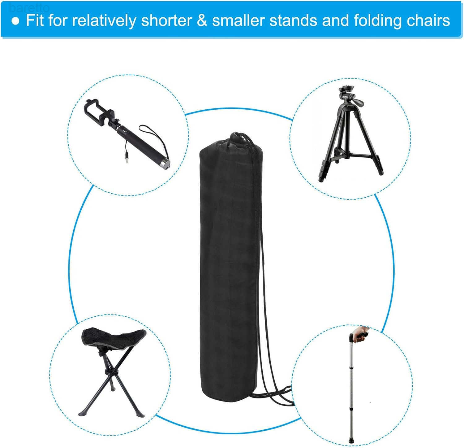 17x6 Inch Ultra Mini Tripod Monopod Case Bag Nylon Foldable Tripod Carrying Case Storage Bag with Shoulder Strap for Outdoor Travel Camping Black Z250