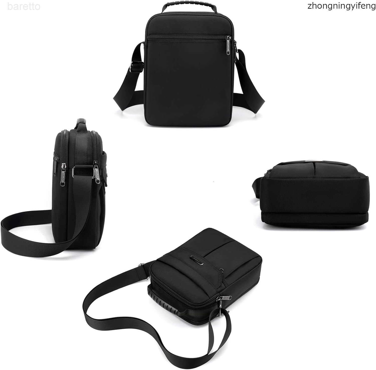 Mens Messenger Bag Small Nylon Crossbody Shoulder Bag Waterproof Casual Black Purse for Work Travel Z250909