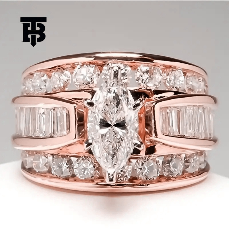 TB BHULAMTE Free Shipping New Designer Accessories Wish Cross-border E-commerce Source Copper Inlaid Zircon Women's Ring Fashion Engagement Jewel