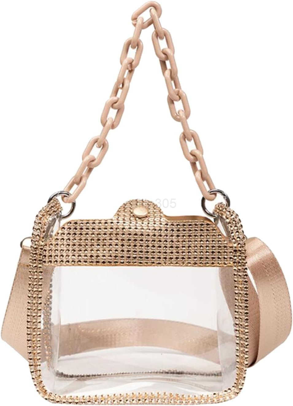 Chain Evening Clutch Bag Stadium Approved Rhinestone Handbag Shoulder Bag Jelly Purse Z25909