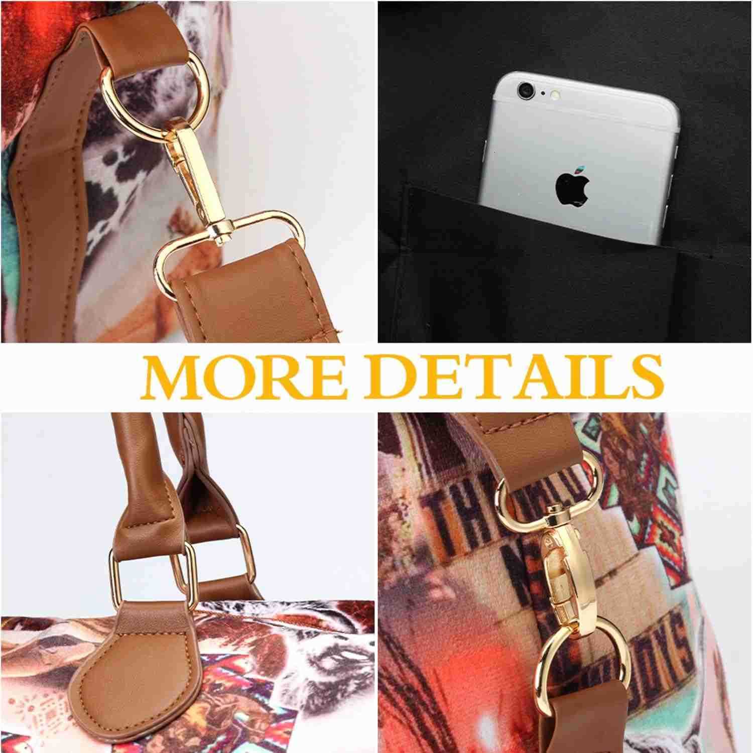 Bag Duffle Bag For Women Large Travel Tote Bag Overnight Weekend Bags With Shoulder Strap Cow Leopard Atzec Z250909