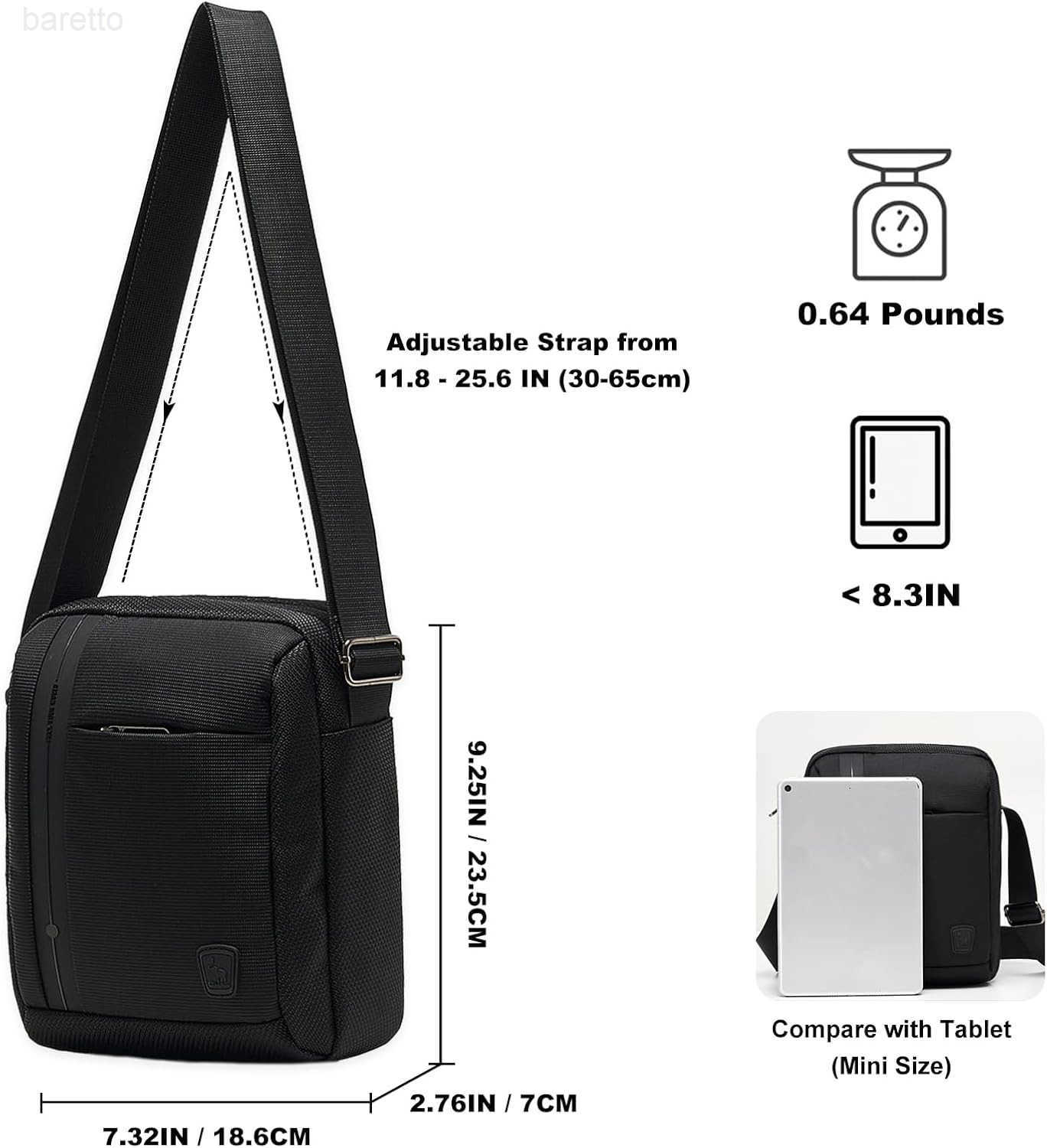 Mens Crossbody Messenger Bag Compact Small Shoulder Crossbody Bag iPad Mini WaterResistant Lightweight Satchel Side Bags for Men Women Work Travel Z25