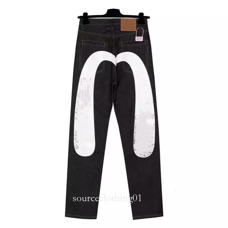 TOP Eviso Jeans Designer Mens Luxury Straight Tube Wide Leg Brand Pants Hip Hop Street Jean Straight Patch Hole Beggar High Quality Pants M Shaped 9Cc