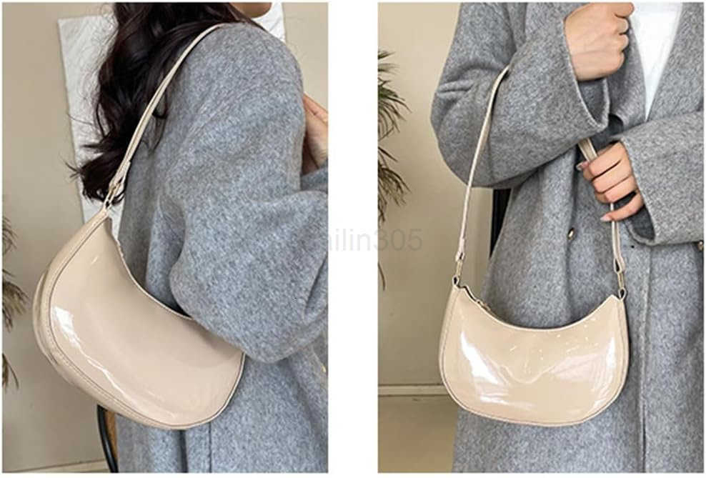 Leather Evening Purse Shiny Clutch MINI Hobos Armpit Shoulder Bag Wine Red Z25909