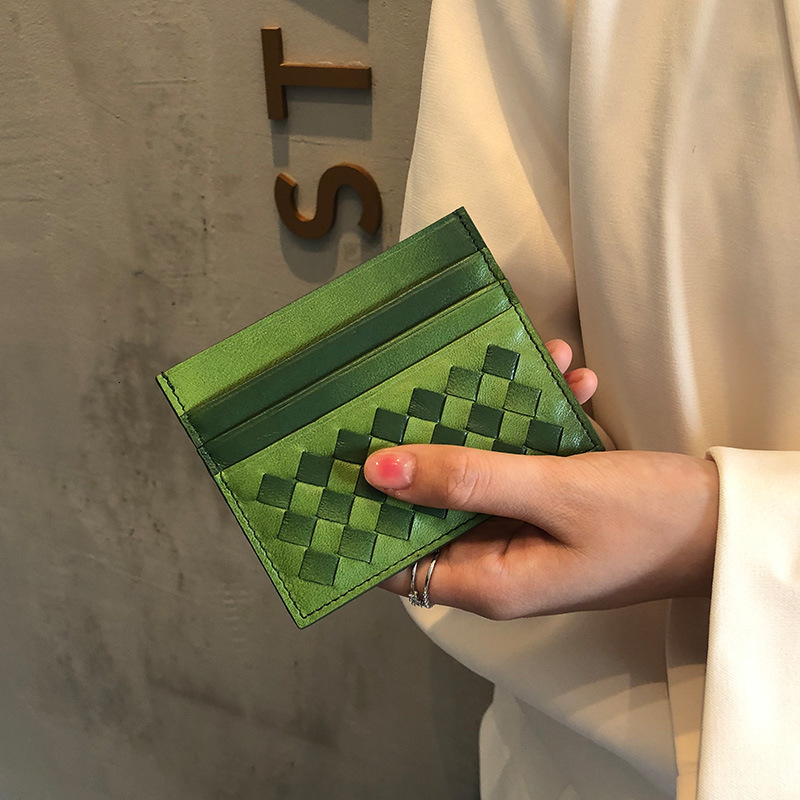 Luxury Brand Designer Bag Sheepskin Card Holder For Women, One-Piece Multi-Card Slot, 2022 New Woven Card Wallet, Ultra-Thin Card Sleeve, Compact, One