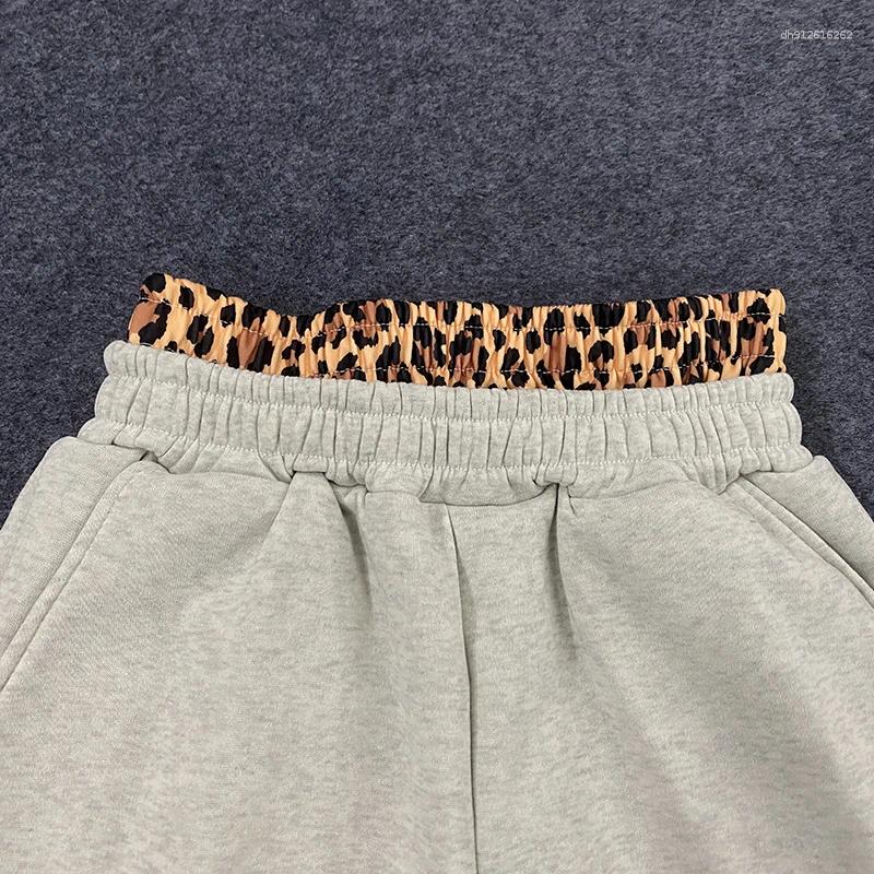 Women's Pants Leopard Print Letter Double Waistband Street Casual Y2K Style Men's And Versatile Sweatpants