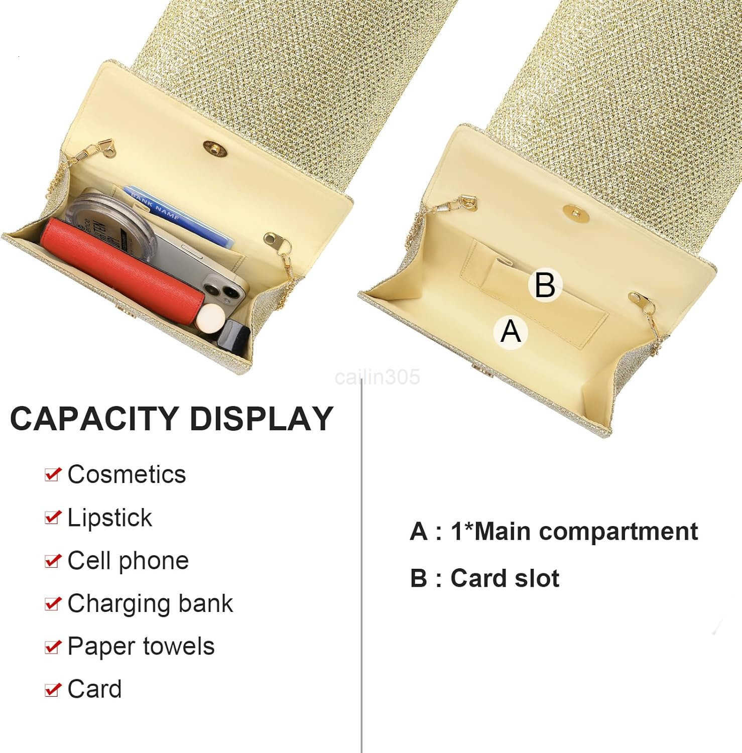 Purses for Women Evening Bag with Detachable Chain Ladies Sparkling Party Handbag Wedding Bags Z25910