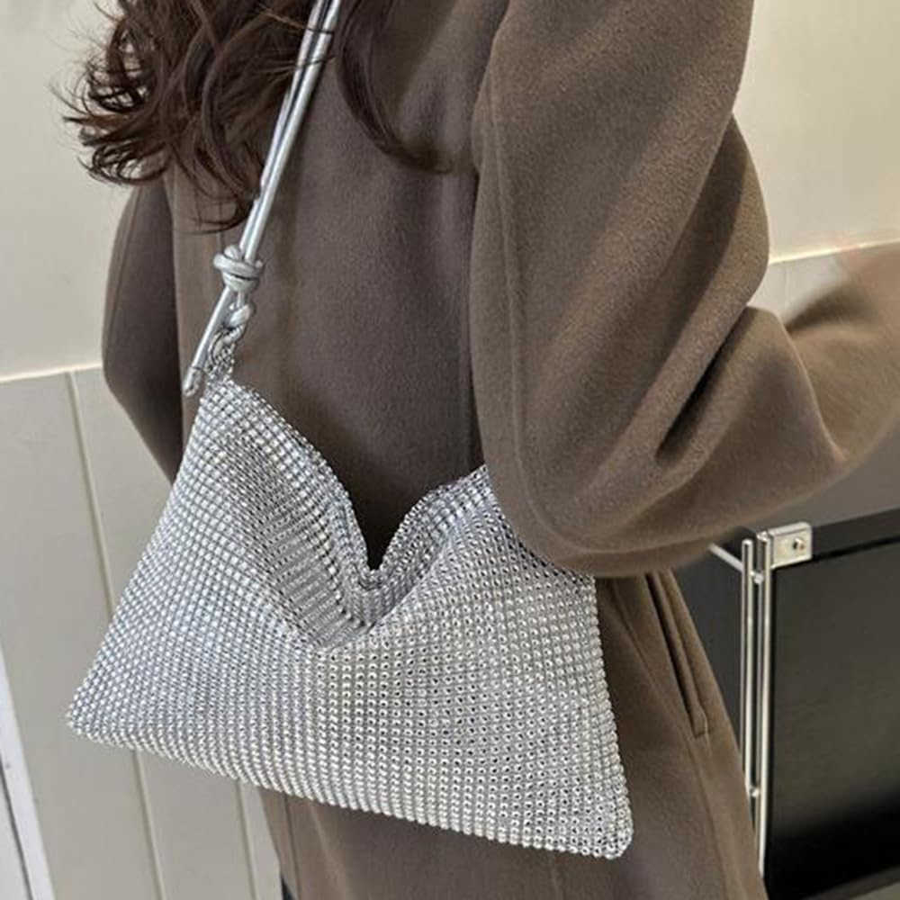 Rhinestones Evening Bucket Purse Handbag Sparkly Shoulder Bag for Womens Party Prom Z25909