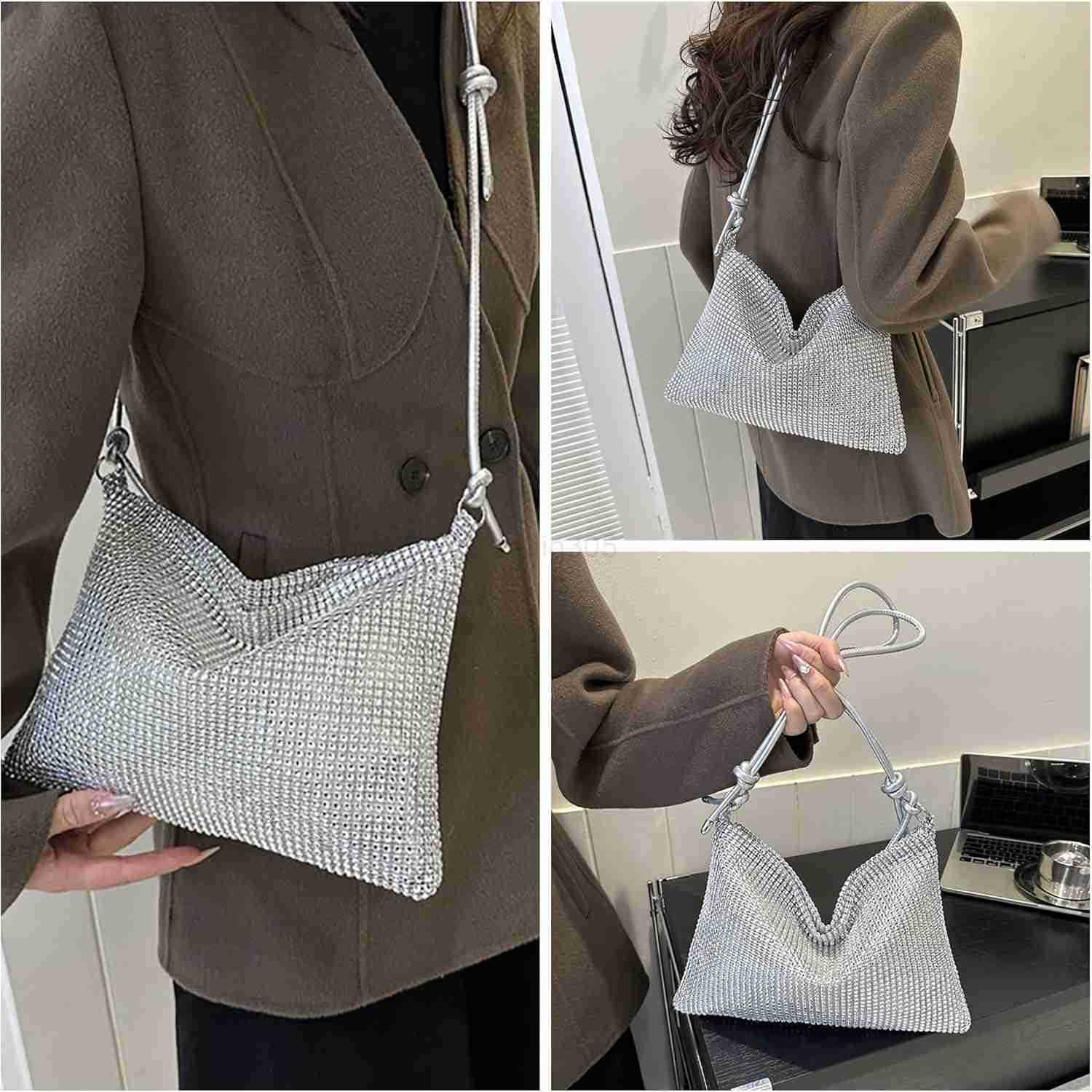 Rhinestone Clutch Purse for Women Sparkly Evening Shoulder BagWedding Bling Crossbody Handbag Z25909