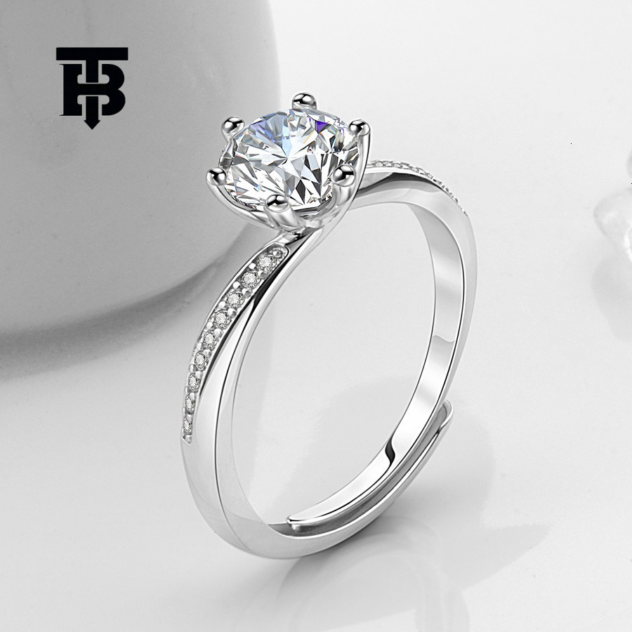 TB BHULAMTE Free Shipping New Designer Accessories Adjustable Size Angel Imitation Diamond Zircon Ring For Women Bull Head Six-prong Wedding Ring
