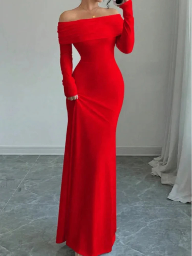 European and American 2025 Cross border SpringSummer French Fashion One Piece Collar Slim Fit High Waist Sexy Banquet Dress 250908
