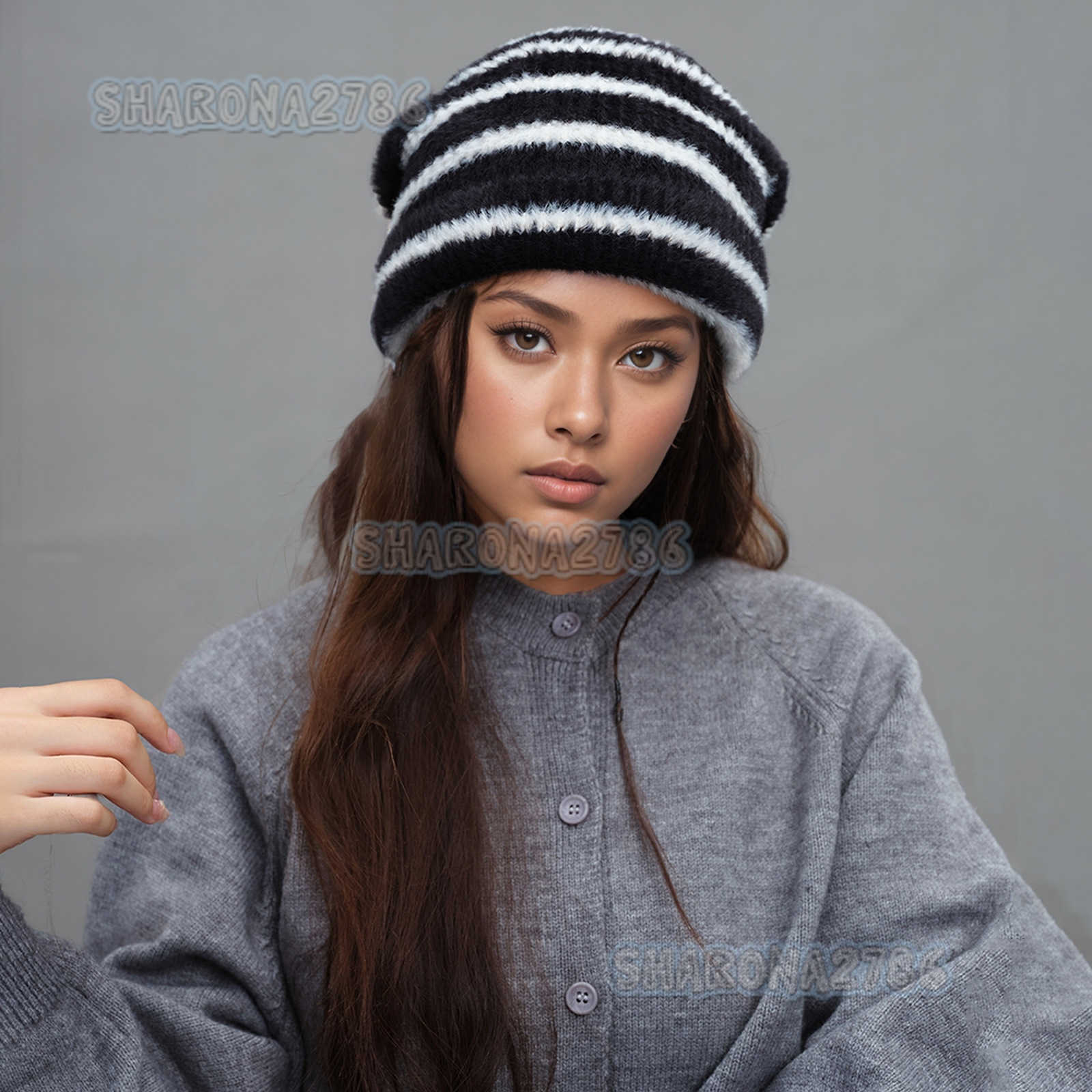 Handmade Designer Style Autumn Winter Versatile Knitted Hat for Women Winter Decoration Soft Warm Knitted Beanie H250909