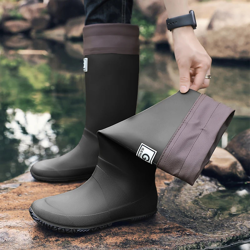 Rain Boots for Men Fashionable HighTop Outer Wear LongTube Waterproof and NonSlip Couple Style Outdoor Fishing 250909