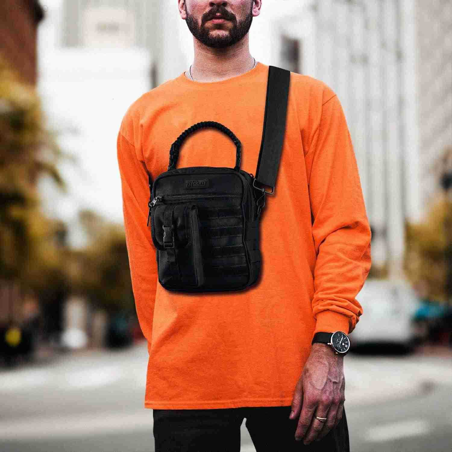 Black Small Tactical Messenger Bag For Men This EDC Has Multiple Ways to Carry as Sling Shoulder Crossbody Waist Z250909