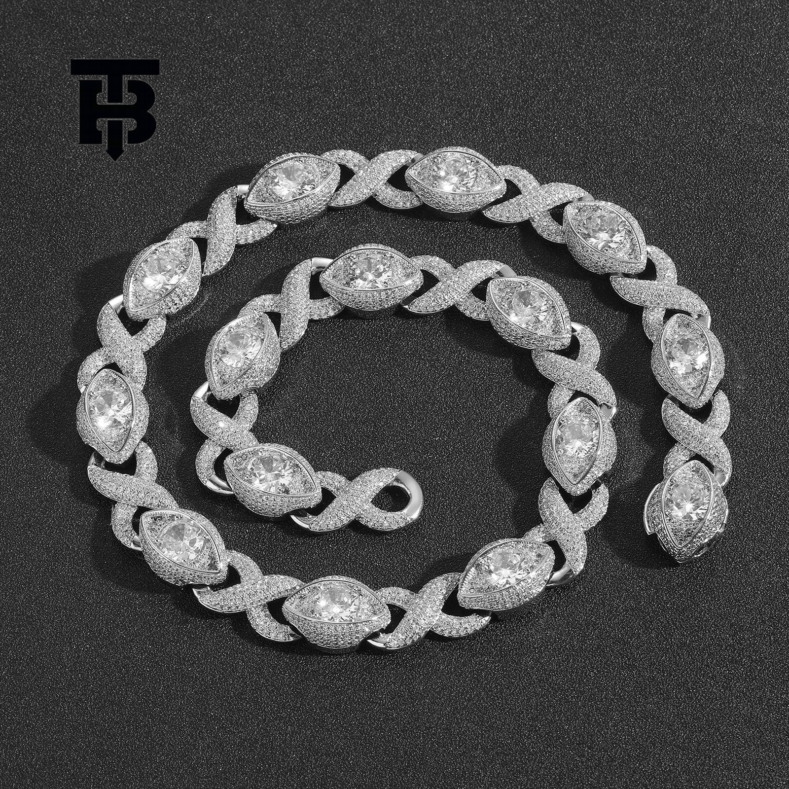 TB BHULAMTE Free Shipping New Designer Accessories Hip Hop Cross-border Infinity Eye Figure Cuban Chain Micro Pave Zircon Personalized Hip Hop Mens Ne