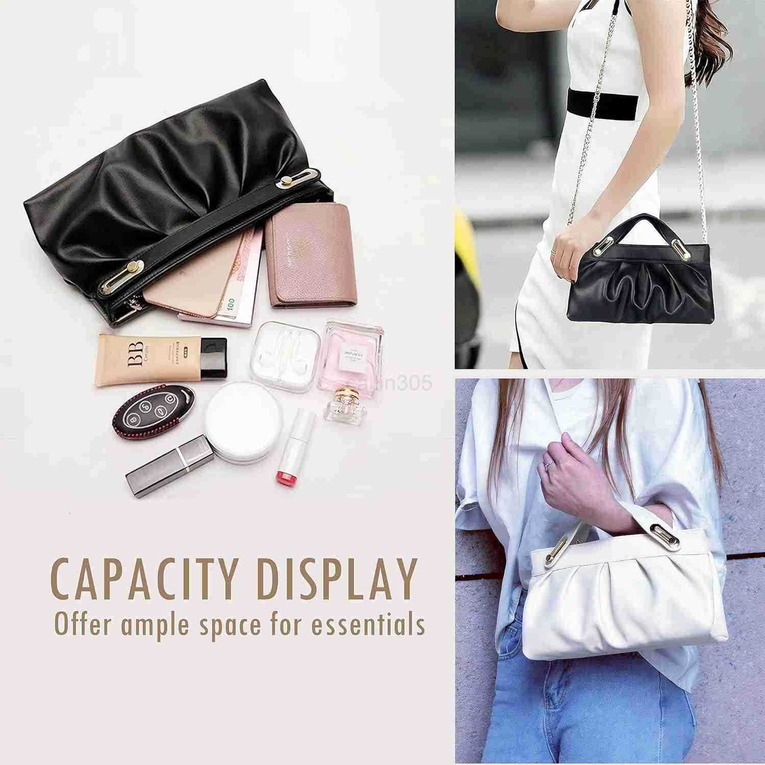 Purses For Women Formal Dressy Evening Shoulder Handbags Trendy Soft Pleated Vegan Leather Bag Z25909
