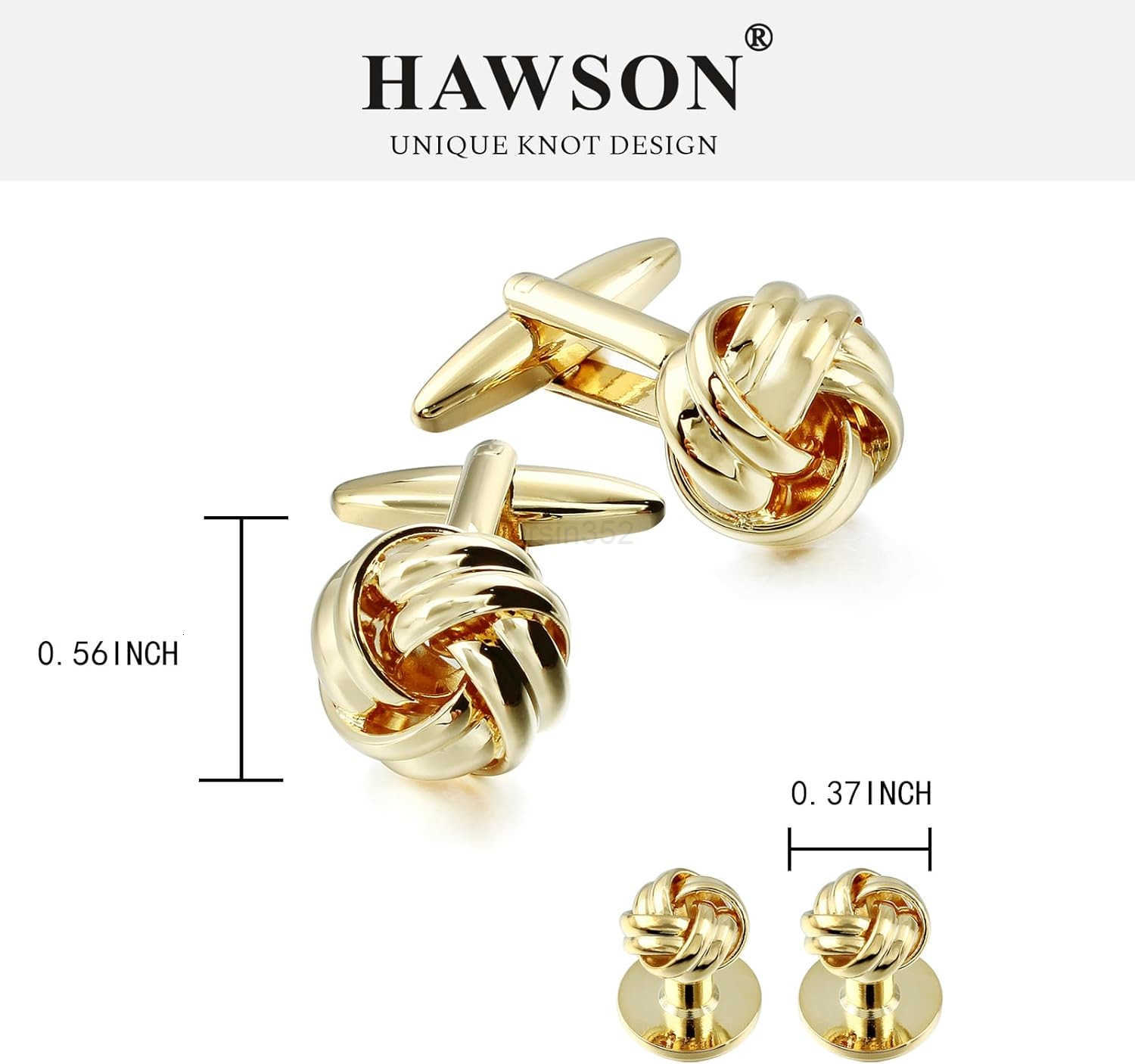 Knot Cufflinks and Shirt Studs for Men in Gold or Silver Tone Matching with White and Black Tuxedo Suitable for Wedding Day or Formal OccasionW250909