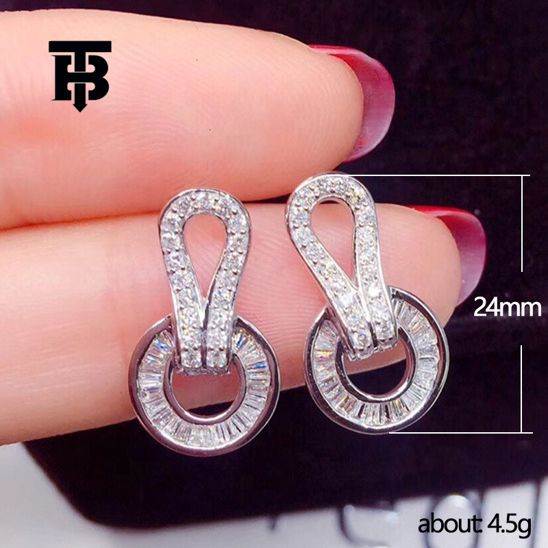 TB BHULAMTE Free Shipping New Designer Accessory Earrings Exaggerated Micro Inlaid Trapezoidal Zircon Women's Earrings Exquisite Ring Copper Jewe