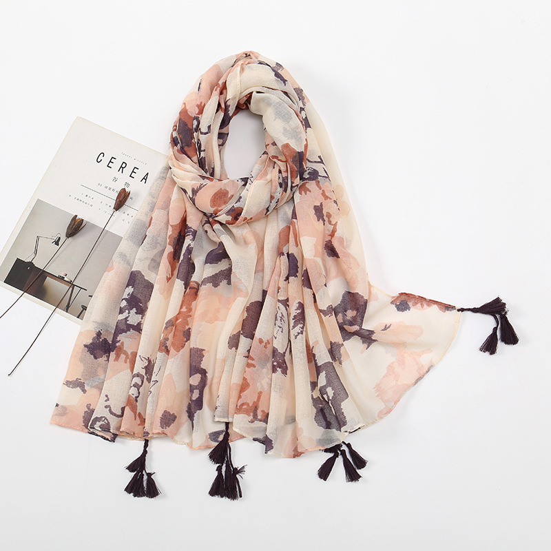 K1858 Pure wool lambskin women's shawl winter warm double-sided color matching scarf a multi-purpose spot wholesale hot sale