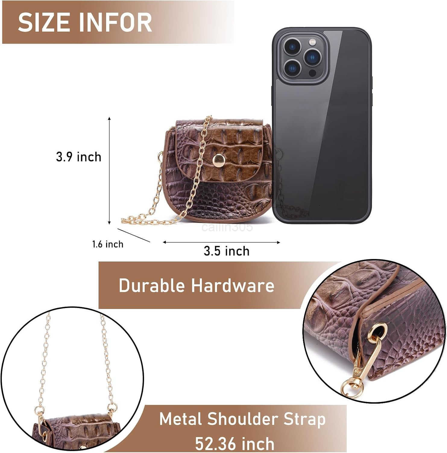 Crocodile Embossed Leather Clutch Tiny Compact Evening Bag for Women Stylish Accessory for Essentials Z25909