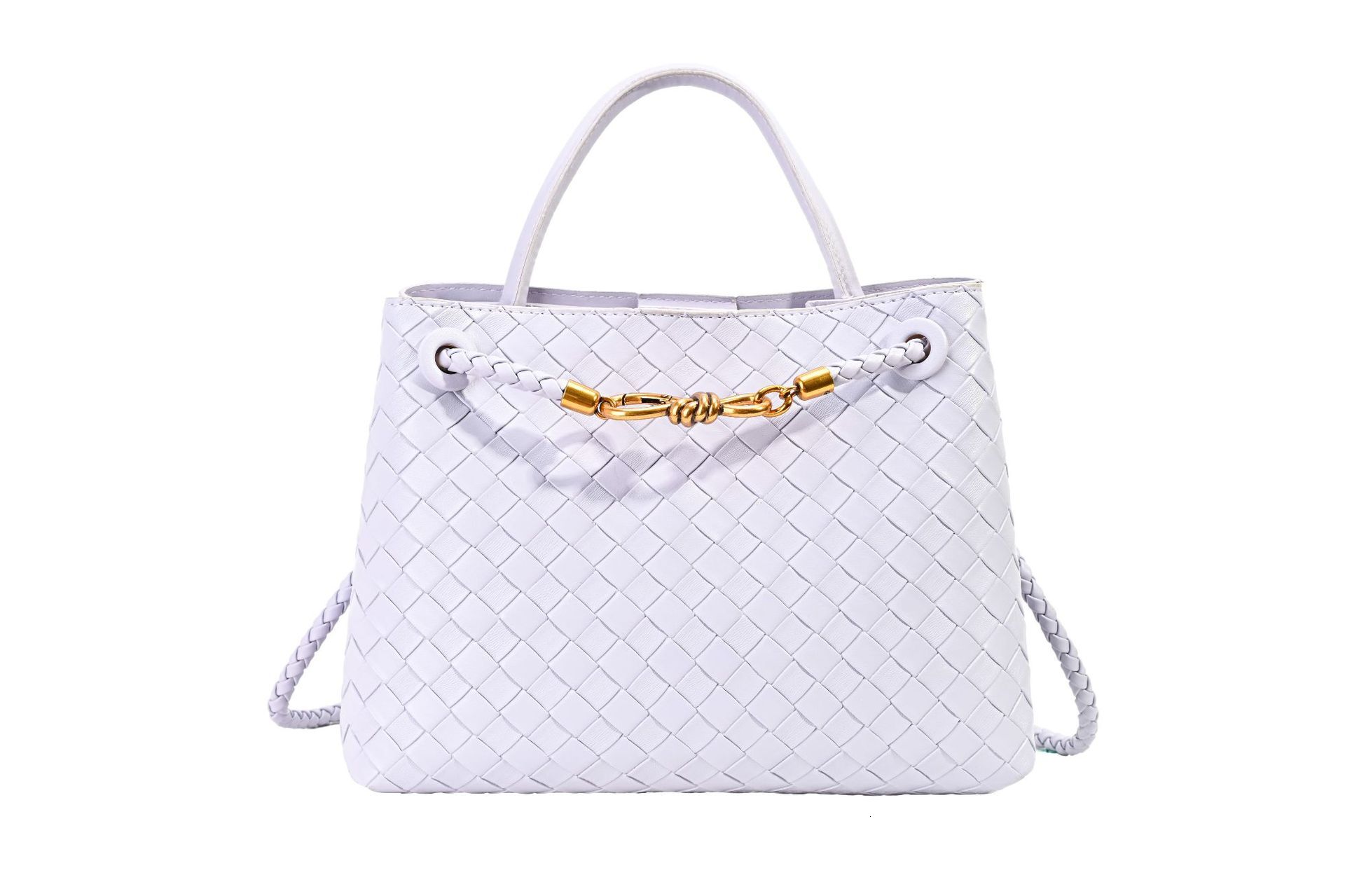 new women s bag luxury bag niche high end leisure metal rope buckle woven shoulder bag designer bag retro handbag shoulder bag