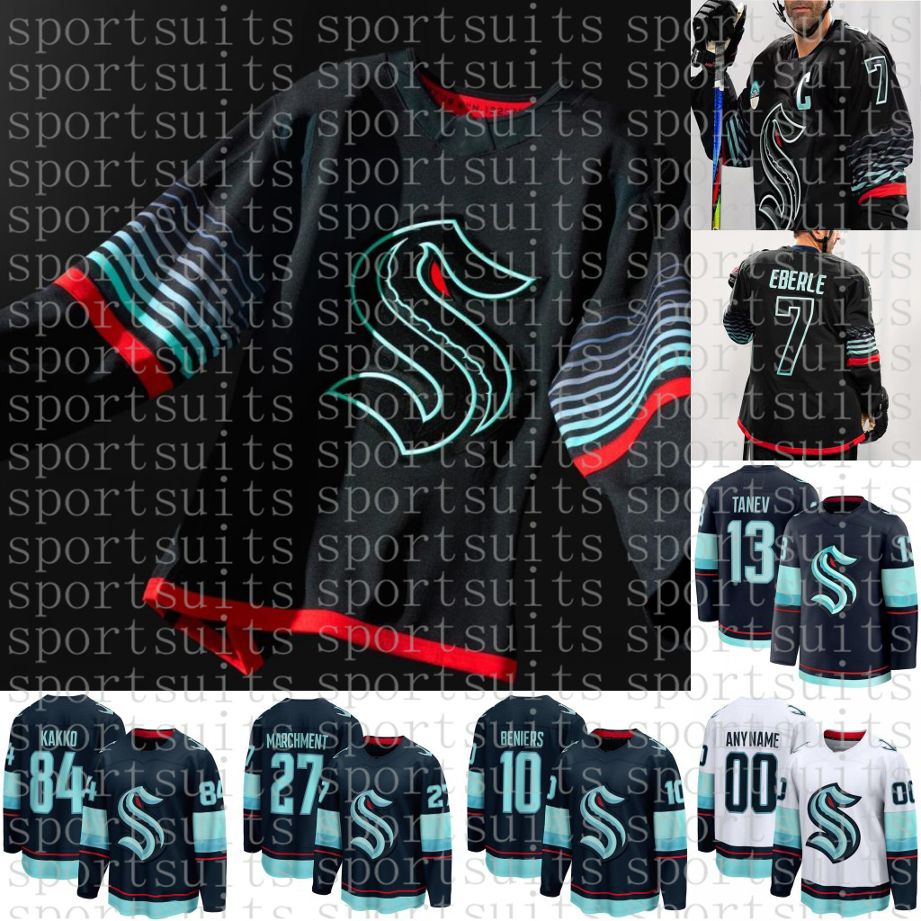 2025-26 All Black Third #7 McCann Eberle Krakens Hockey Jersey Jared McCann #10 Matty Beniers Yanni Gourde Andre Burakovsky Brandon Montour Ryker Evans Jerseys men