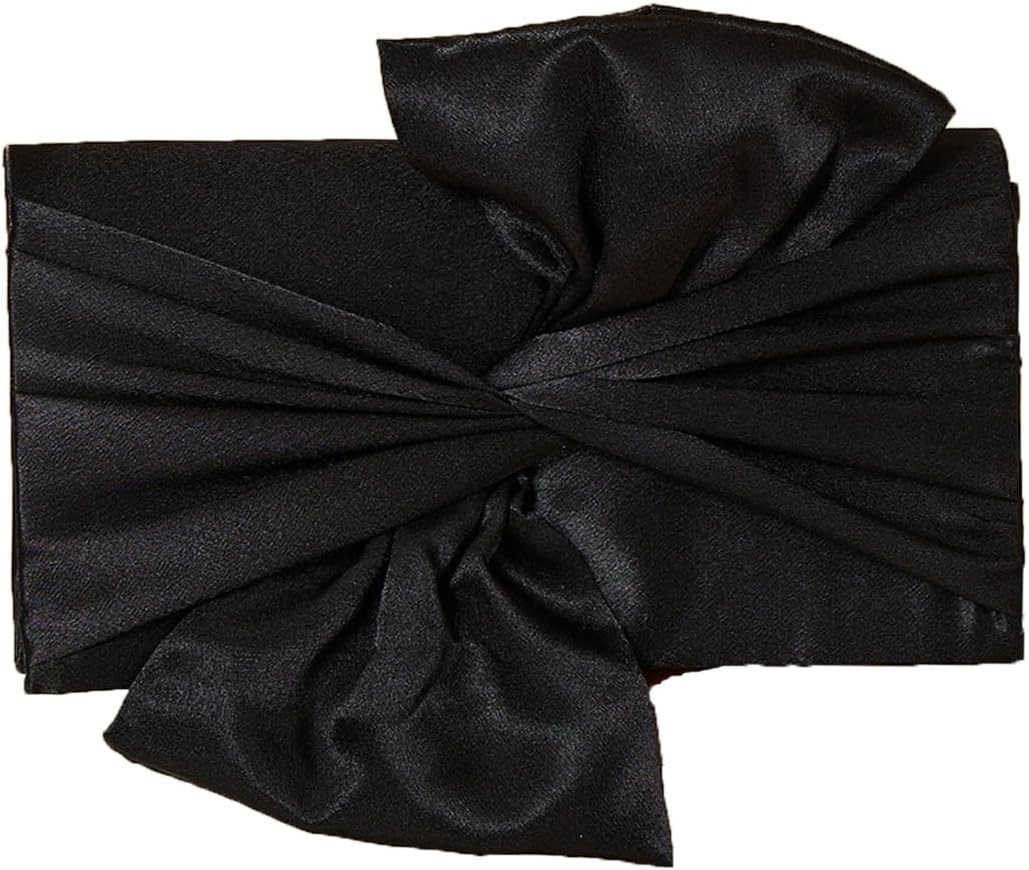 Womens Clutch BagPleated Satin Handbag Lady Pleated Bow Purse Evening Bag with Chain for Wedding Prom Formal Party Z25909