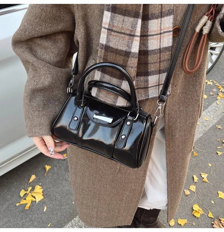Mini Women's Handbag With Shiny PU Leather Solid design Color Women's Crossbody Bag Simple Style Women's Shoulder Bag Autumn New Design