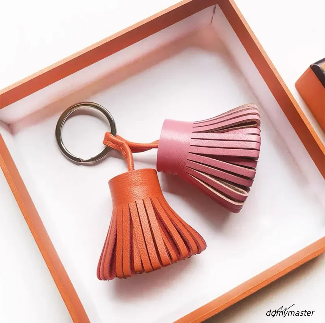 Fashion Leather Double Tassel Fringe Keychain Car Key Chain Ring Women Bag Charm Backpack Holders Ornament Gift 250122 ddmymaster