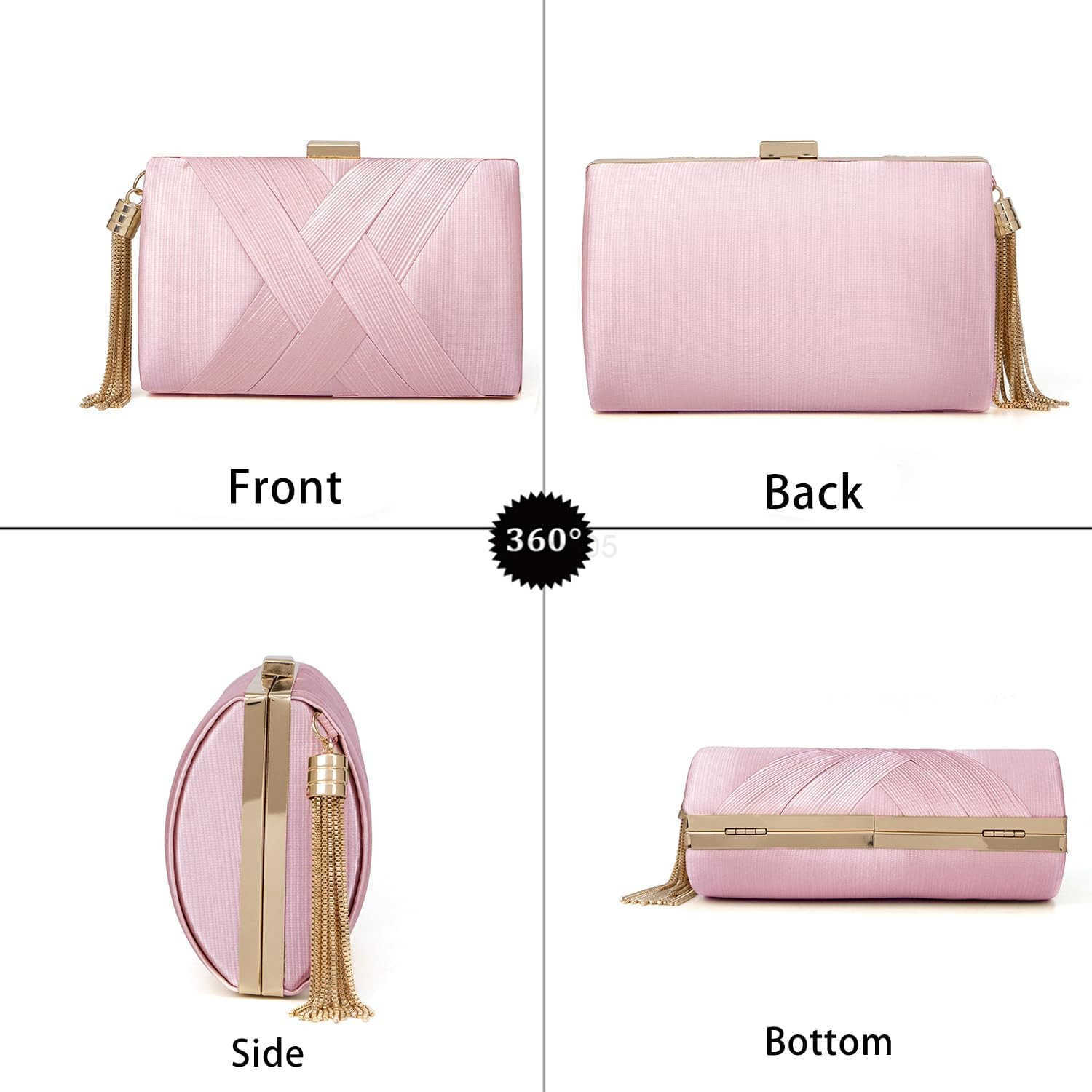 Purses for Women Formal Evening Clutch Purse Shoulder Cross Body Bags for Wedding Party Handbag with Tassel Z25909