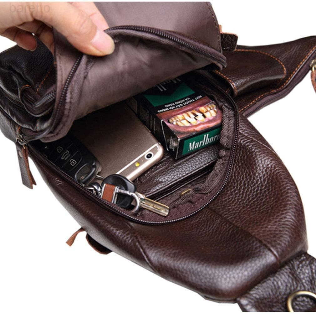 Leather Sling Bag Crossbody Backpack for Men Women Multipurpose Single Shoulder Chest Pack Daypack Outdoor Travel Casual Day Pack Coffee Z250909