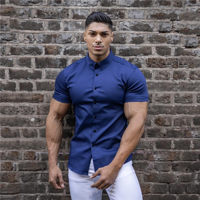 Summer Fashion Super Slim Fit Short Sleeve Shirts Men Classic Casual Dress Shirt Male Hipster Relaxed Luxe Formal Shirt 250909
