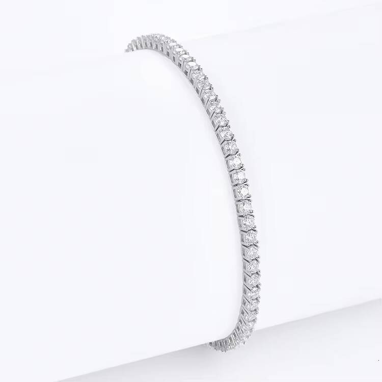 Wholesale Price in Stock 925 Sterling Silver Moissanite Tennis Bracelet 345mm High Quality Moissanite Tennis Chain Jewelry