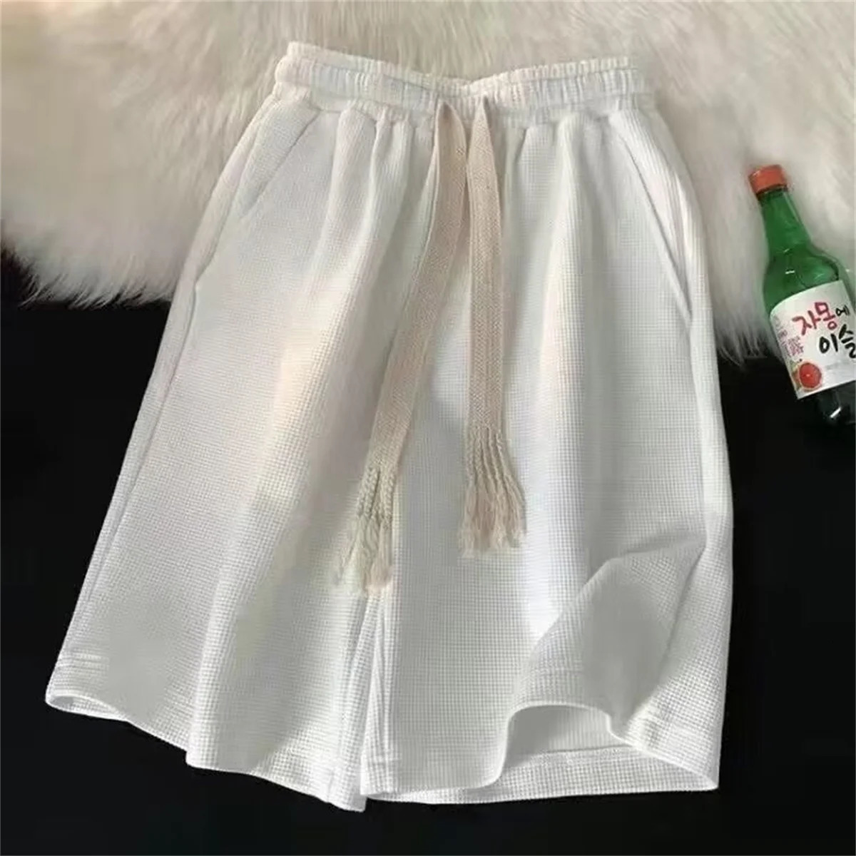 Solid Breathable Shorts Summer Mens Fashion Trendy Lightweight Drawstring Basketball Sports Fitness Large Middle Pants 250909