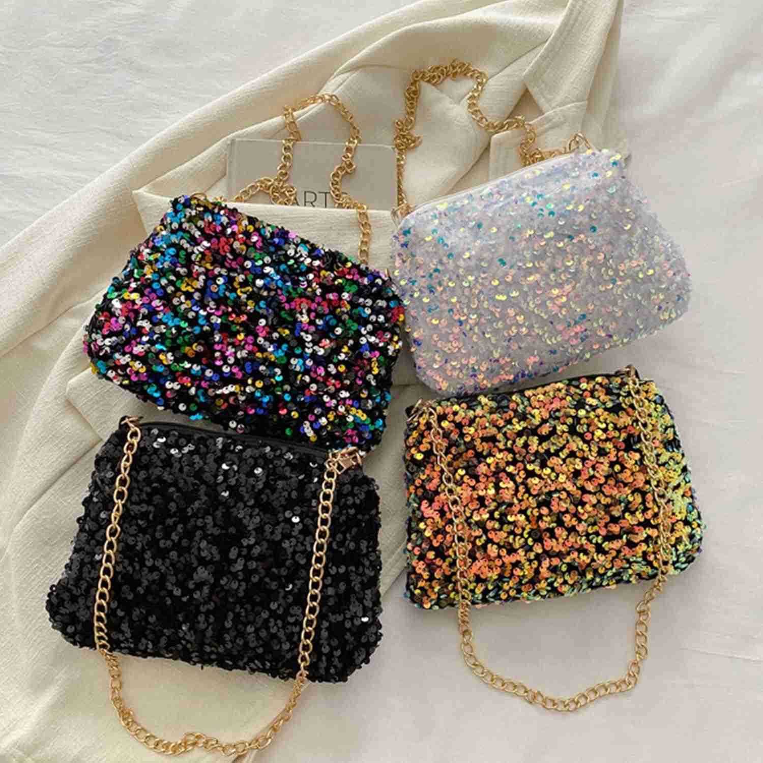 sparkly purse sequined disco shoulder bag bling purses for women Z25909