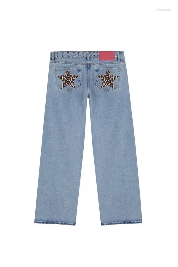 Women's Jeans ONE DILEMMA Five-Pointed Star Print High Waited Street Harajuku Baggy Women Clothing Casual Straight Denim Pants Z260313