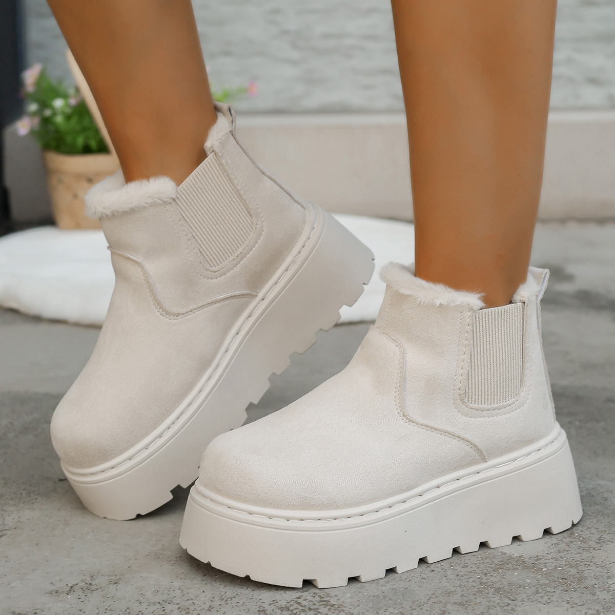 Winter Snow Boots: Plush-Lined, Free shipping Solid Color Cotton Sports Shoes for Women