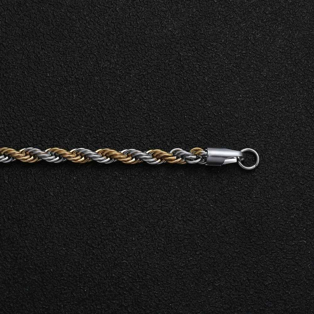 New Stainless Steel Half Gold Silver Color Twist Chain Bracelet for Men Women Kpop Jewelry GiftXJ250909