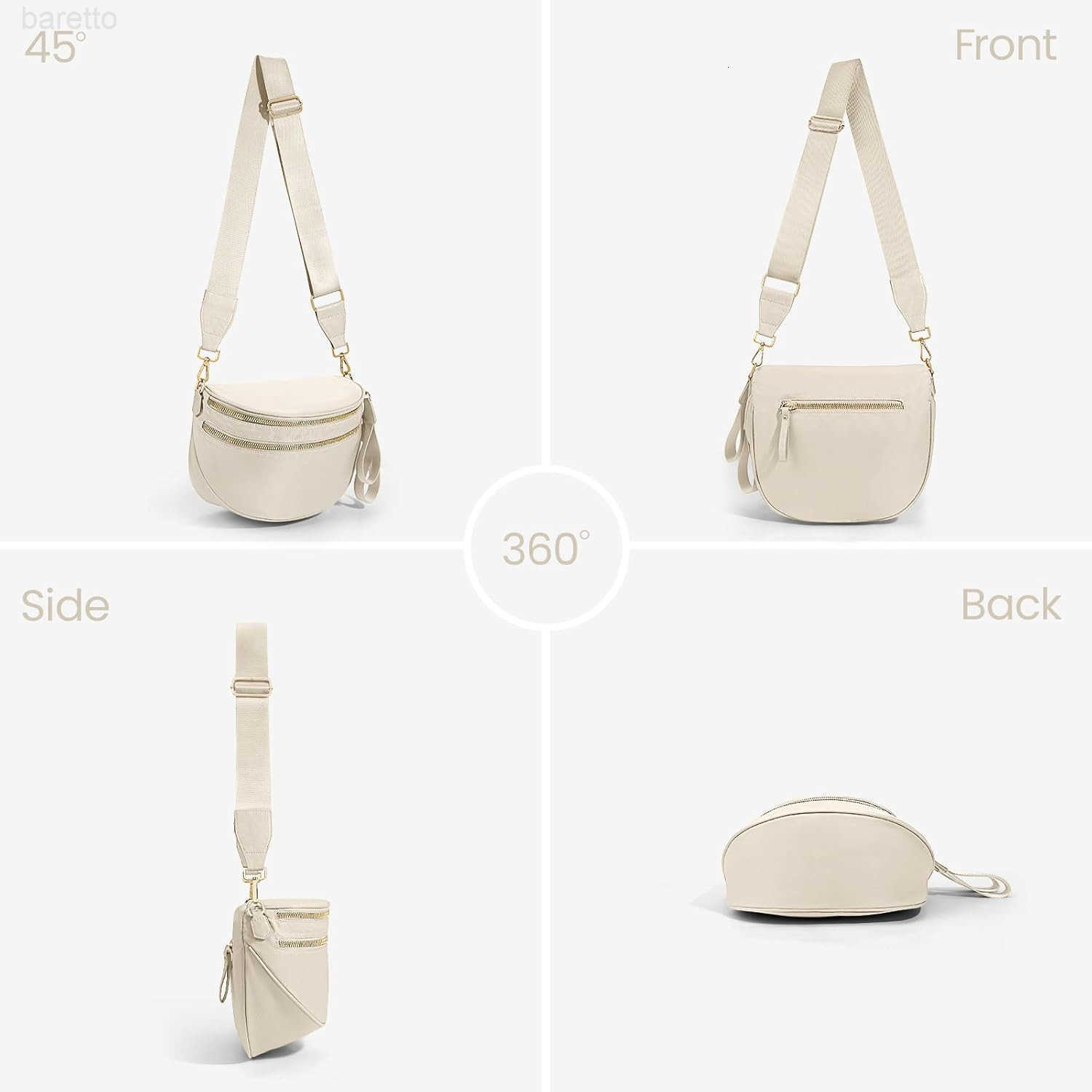 Colour Bum Bags for Women Crossbody Spacious Nylon Crossbody Bag Fanny Packs Slouchy Oversized Purse Belt Bag BEIGE Z250909